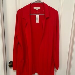 LOFT Red Open Front Cardigan